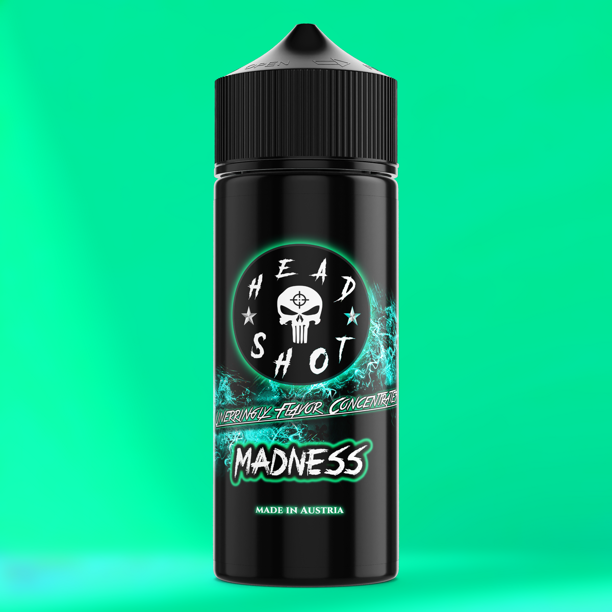 MADNESS Aroma Flasche farbiger Hintergrund