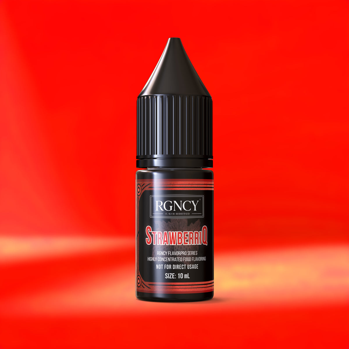 StrawberriQ Erdbeere-Aroma Flasche farbiger Hintergrund