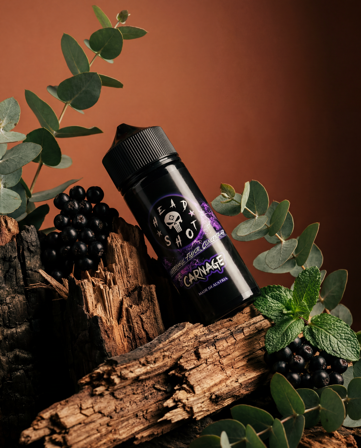 CARNAGE Dunkle-Beeren Eukalyptus Minze Aroma von HEADSHOT, Anwendung und Stimmungsbild