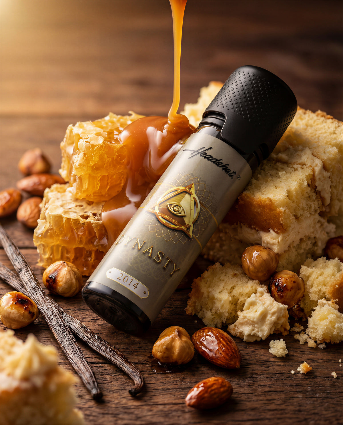 DYNASTY - 2014 Vanille Kuchen Nussmischung Butterscotch Karamell Aroma von HEADSHOT, Flasche, Ansicht 3